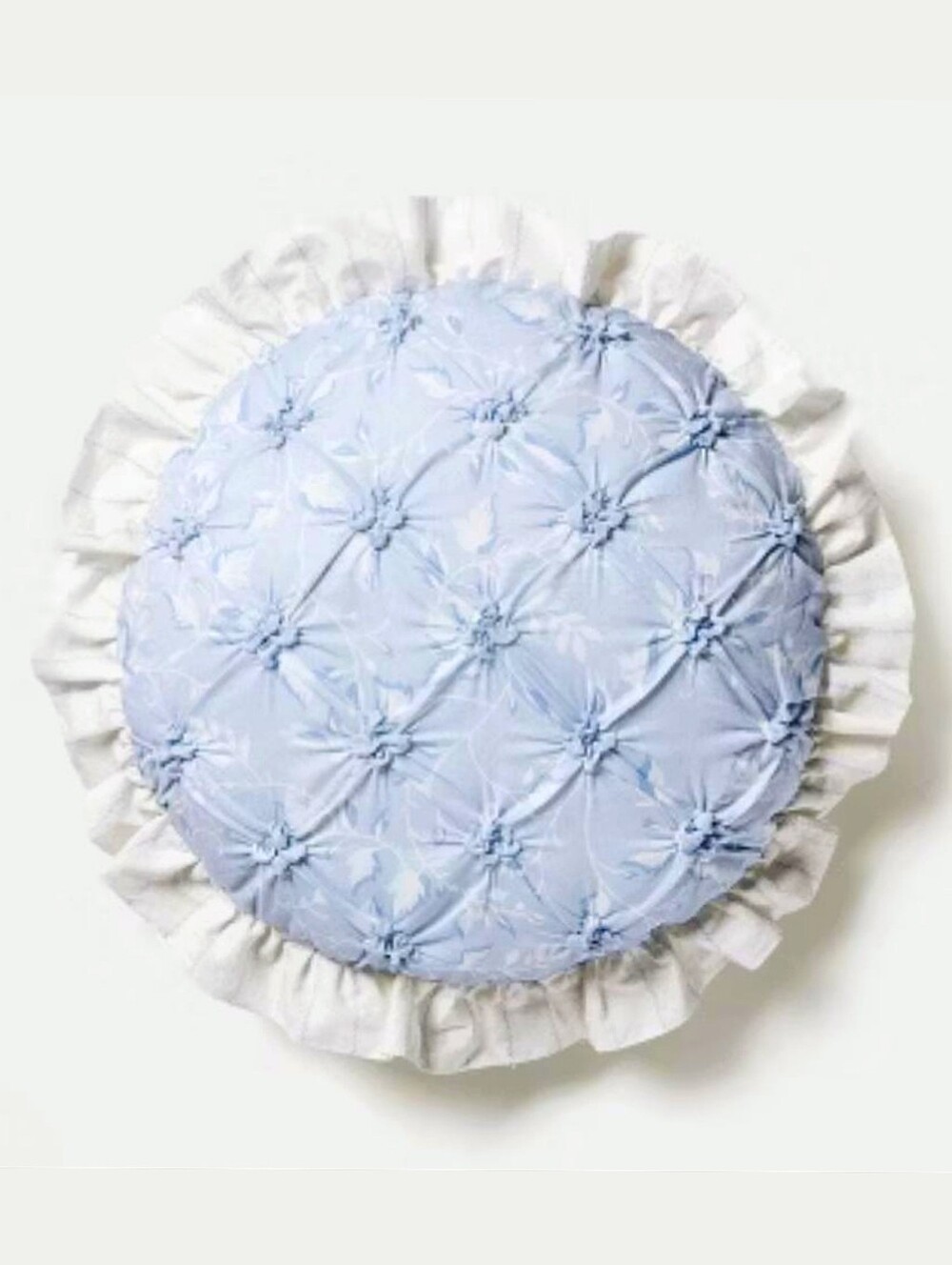 Makers Collective NWT 15" Round Cotton Coquette Floral Pillow With Ruffle Trim